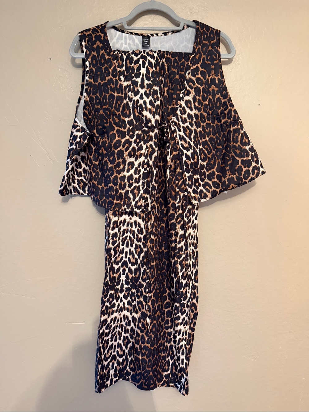 SHEIN Brown and Black Leopard Print Sleeveless Vest and Trouser pants
